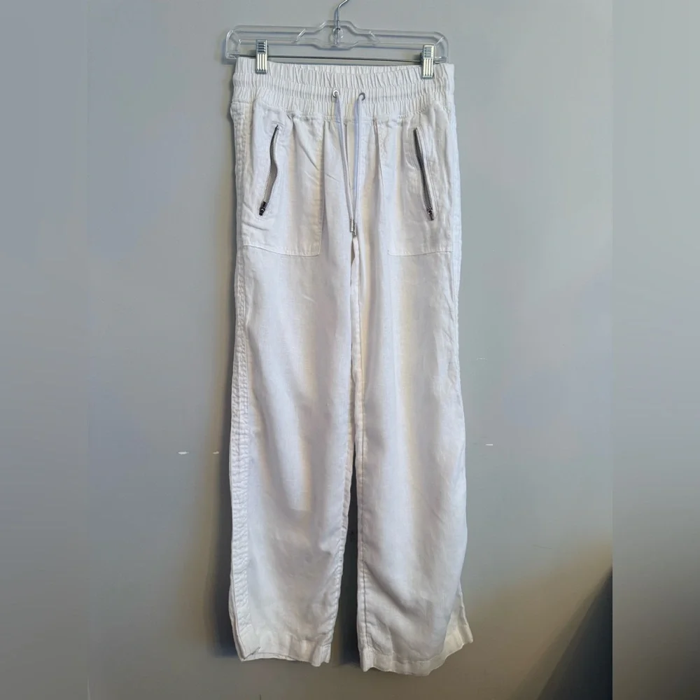 Athleta Cabo Linen Wide Leg Pant in white. - Picture 2 of 7